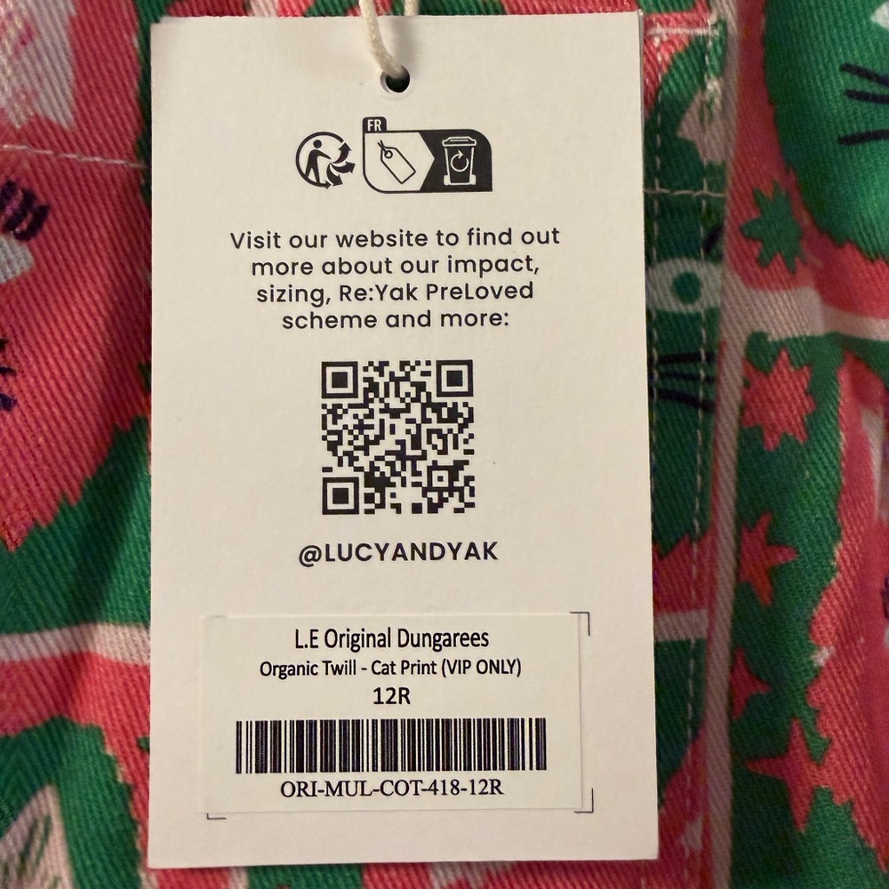 NWT Lucy and Yak exclusive Cat Print dungaree overalls - Picture 4 of 6